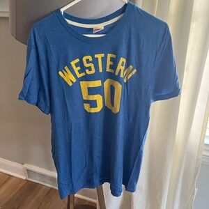 HOMAGE Blue and Yellow Western 50 Tee